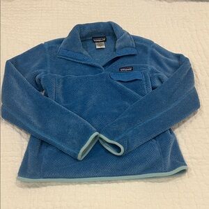 Patagonia Blue Fleece Snap-T Pullover with Light Blue Trim